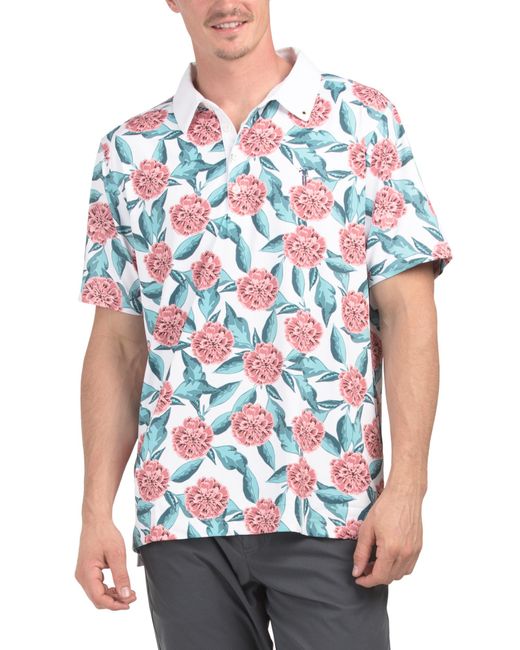 Tj Maxx White Tropical Mums Polo For Spandex/Polyester for men