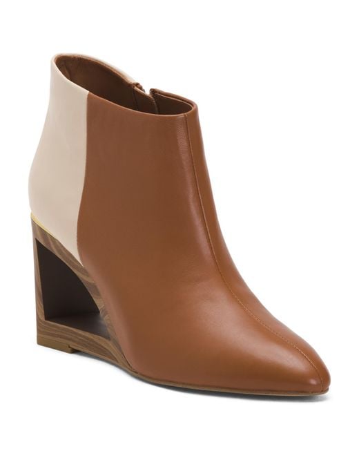 Tj Maxx Brown Leather Lax Wedge Booties For Leather