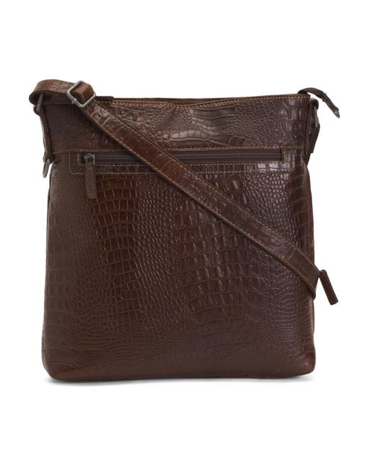 Tj Maxx Brown Leather Hornback Croc Embossed Buffalo Crossbody Bag For for men