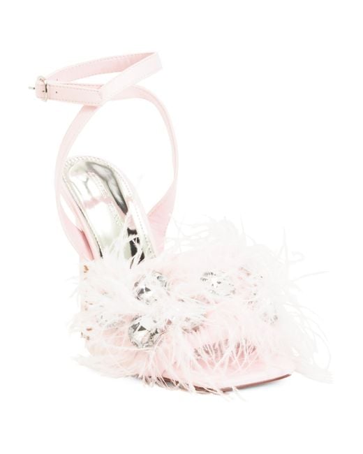 Tj Maxx Pink Pavo Rhinestone Feather Stiletto Heeled Sandals For