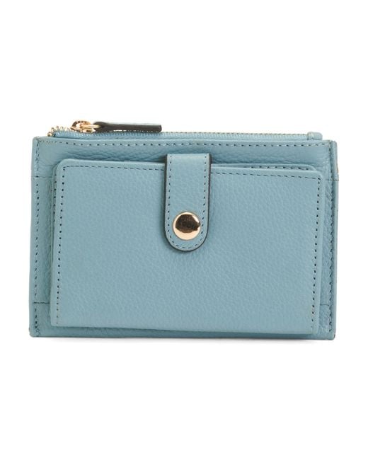 Tj Maxx Blue Leather Zip Card Case, Leather