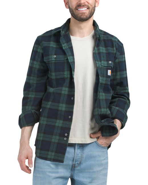 Tj Maxx Blue Loose Fit Flannel Shirt For Cotton for men