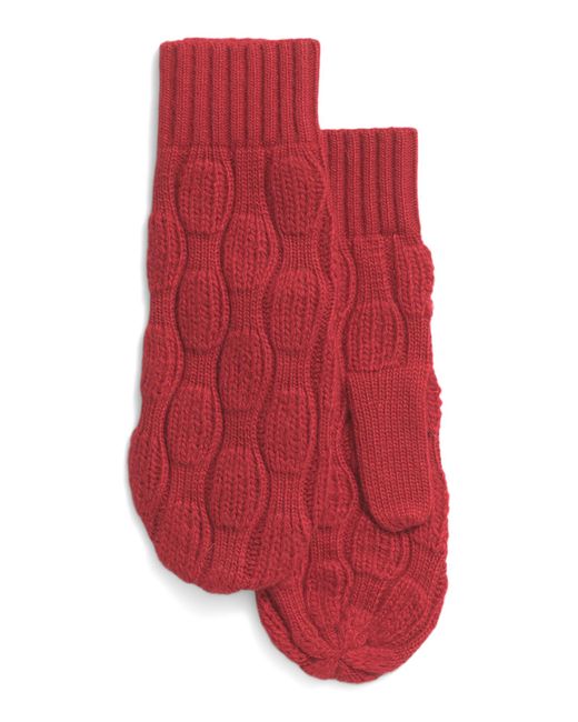 Tj Maxx Red Lambswool Blend Bubble Stitch Mittens For Nylon/Wool