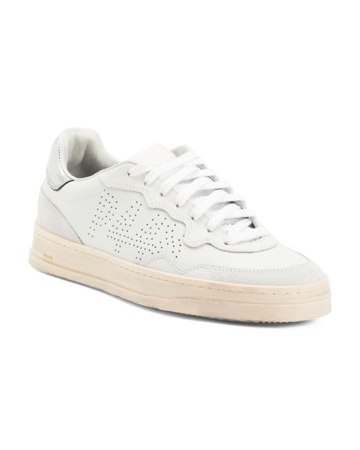 Tj Maxx White Leather Bali Lace Up Sneakers For Leather/Suede