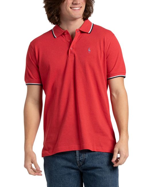 Tj Maxx Red Double Contrast Tipping Classic Pique Polo For Cotton/Polyester for men
