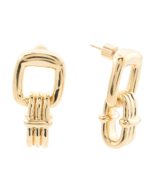 Tj Maxx Metallic 14Kt Square Door Knocker Earrings For