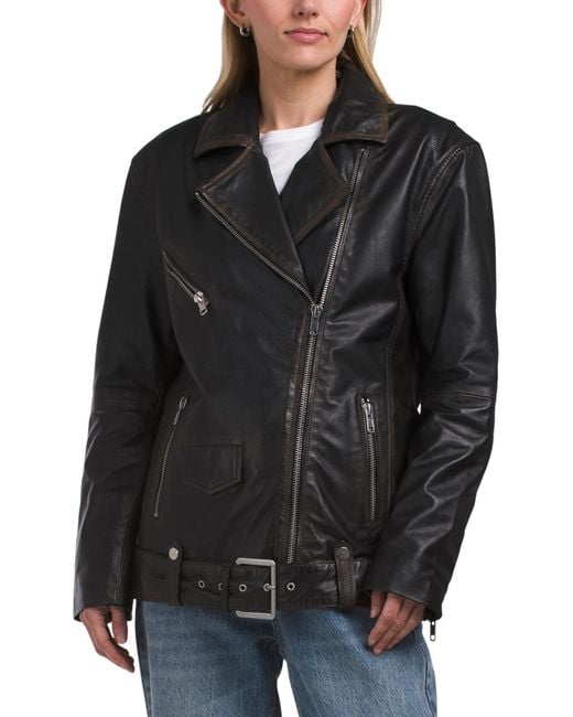 Tj Maxx Black Leather Reece Jacket, Nylon/Polyester/Leather