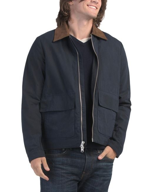 Tj Maxx Blue Zip Front Jacket With Patch Pockets For Cotton/Polyester for men