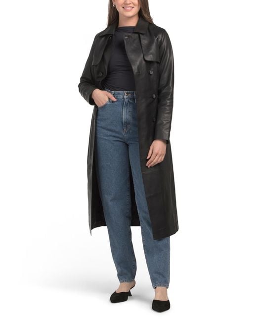 Tj Maxx Black Leather Trench Coat, Polyester/Leather