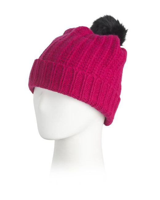 Tj Maxx Pink Lambswool Blend Pom Pom Hat, Nylon/Wool