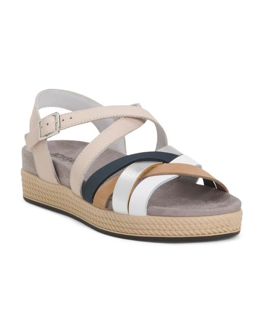 Tj Maxx Multicolor Leather Multi-Band Sandals For
