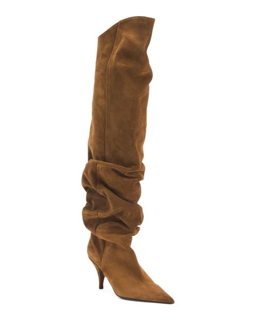 Tj Maxx Brown Suede Alexia Kitten Heel Tall Boot For Leather/Suede
