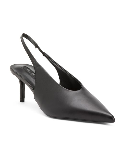 Tj Maxx Black Leather Diva Slingback Heeled Mules For