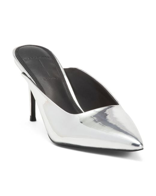 Tj Maxx White Leather Pointy Toe Curved Mule Pumps For