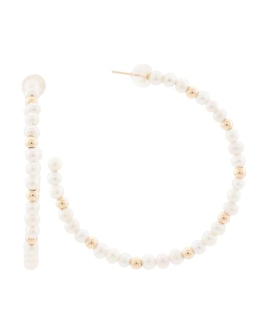 Tj Maxx White 14Kt Bead And Pearl Hoop Earrings