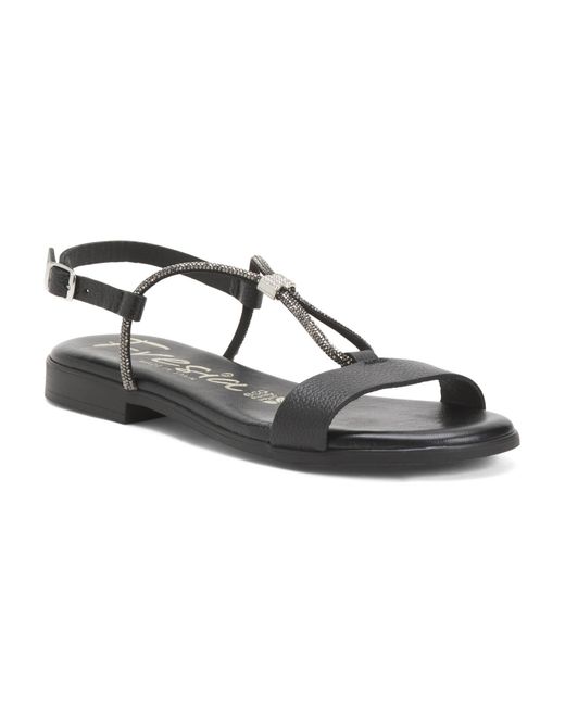 Tj Maxx Metallic Leather Strap Flat Sandals For