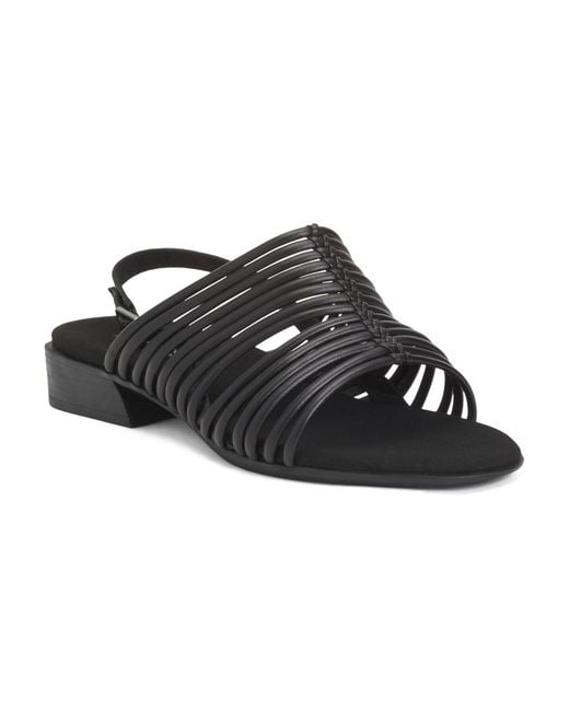Tj Maxx Black Wide Leather Celia Comfort Sandals For