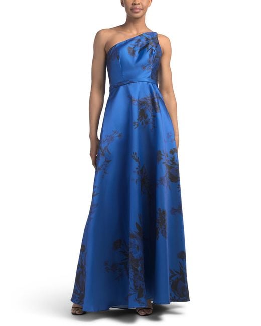 tj maxx silk dress TJ Maxx Jolie Puff Sleeve Jacquard Tea Length Dress For Spandex/Polyester in Blue