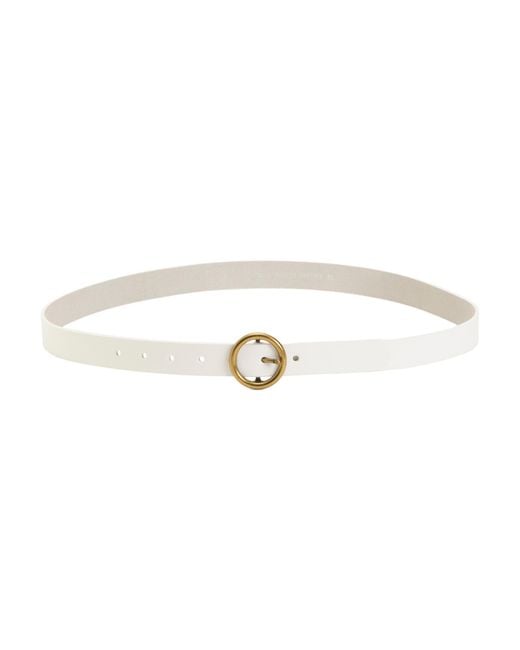 Tj Maxx White Leather Copper Toned Circle Buckle Minimalistic Belt For