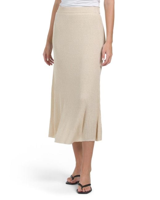 Tj Maxx Natural Midi Ribbed Sweater Knit Skirt For Polyester
