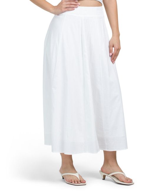 Tj Maxx White Linen Blend Point Panel Skirt For Spandex/Polyester/Linen