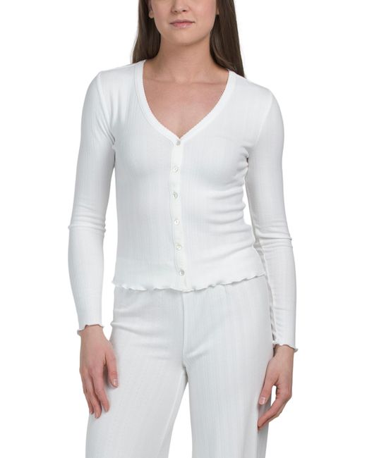 Tj Maxx White Essentials Pointelle Cardigan For Polyester