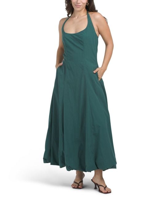 Tj Maxx Green Akemi Solid Bubble Hem Dress For Cotton/Rayon
