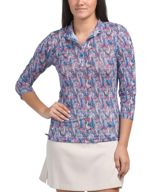 Tj Maxx Blue Hype Mesh Three Quarter Sleeve Polo Shirt For Polyester