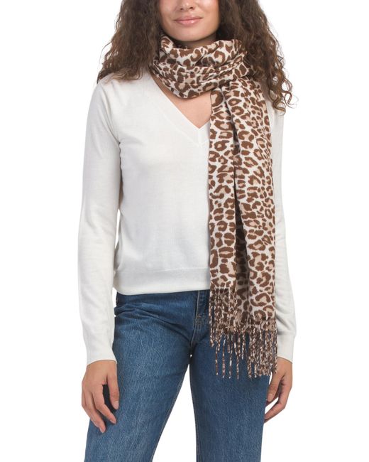 Tj Maxx White Printed Mid Weight Scarf For Polyester
