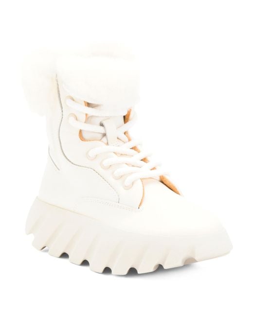 Tj Maxx Natural Leather Tura Foa Boots With Lined Cuffs For