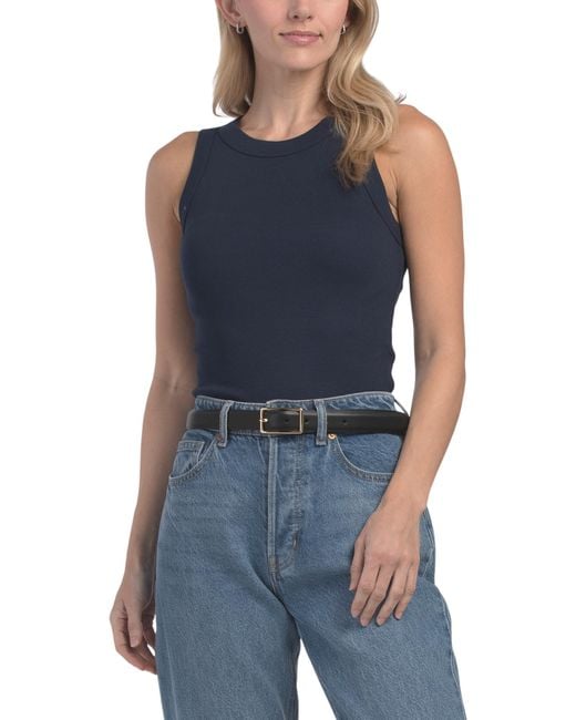 Tj Maxx Blue Gina Wide Binding Crop Tank Top For Spandex/Modal/Cotton