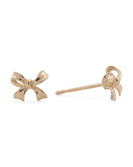 Tj Maxx Metallic 14Kt Wide Bow Stud Earrings