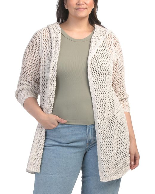 Tj Maxx Gray Plus Tunic Hooded Cardigan, Polyester