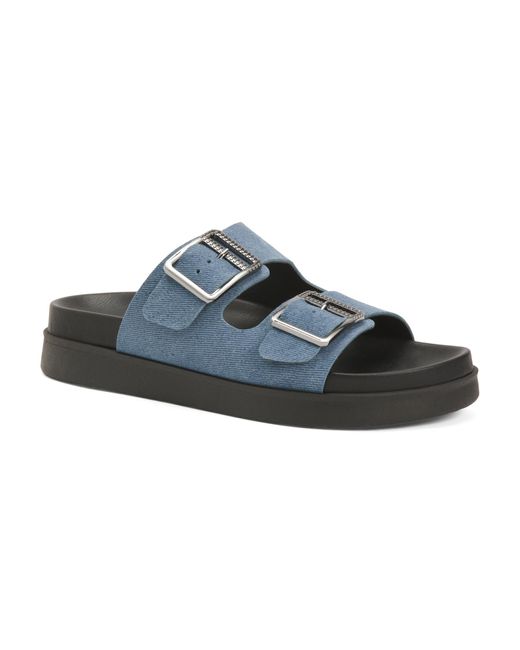 Tj Maxx Blue Leather Sandals With Buckles For