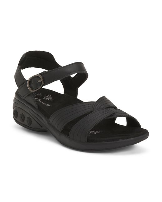 Tj Maxx Black Leather Sasha Ankle Wrap Comfort Sandals For