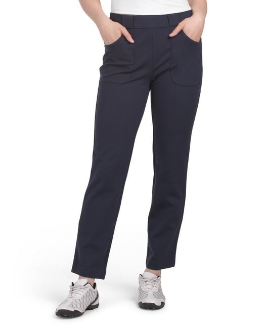 Tj Maxx Blue Solid Ponte Ankle Pants, Nylon/Viscose