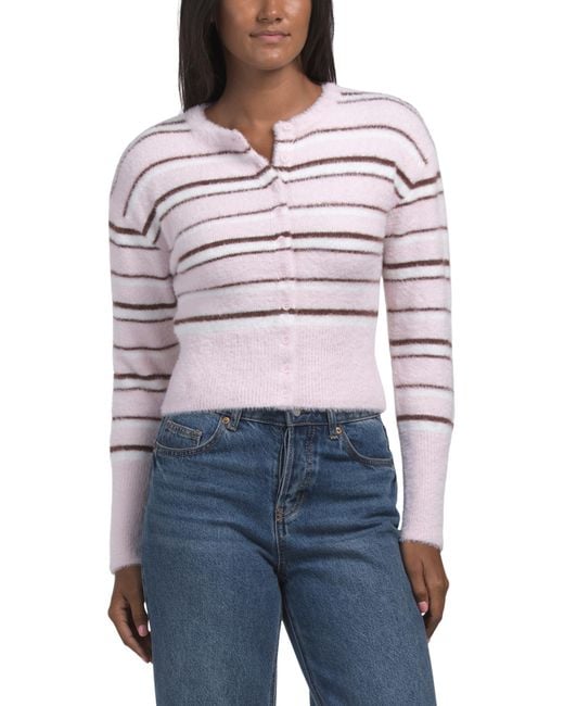 Tj Maxx Blue Striped Button Cardigan, Nylon/Polyester/Rayon