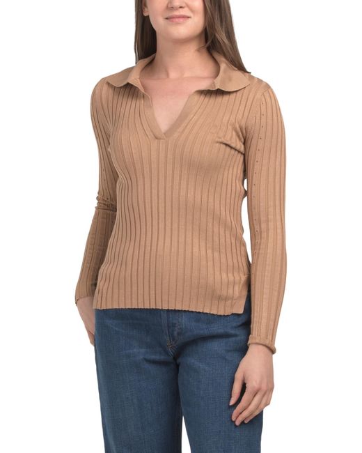 Tj Maxx Blue Ribbed Long Sleeve Sweater, Nylon/Viscose
