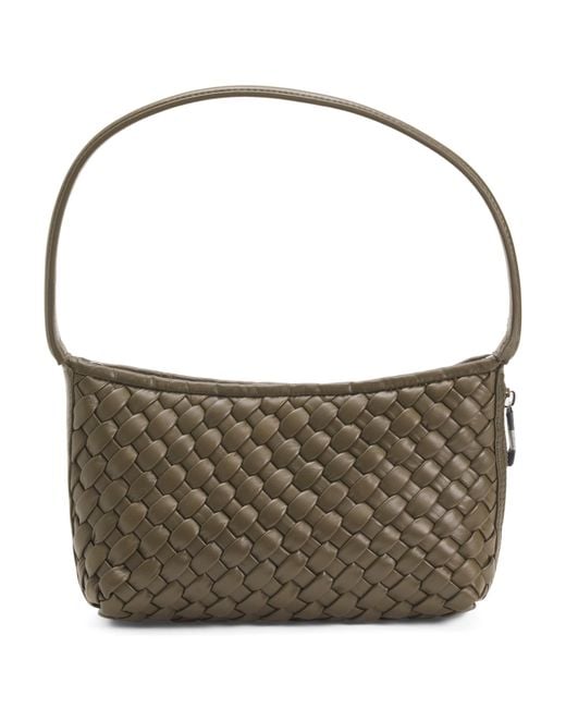 Tj Maxx Gray Leather Hazel Hand Woven Shoulder Bag For