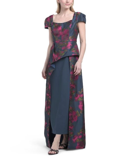 tj maxx blue dress TJ Maxx Women's Blue One Shoulder 3D Floral Lace Gown For Polyester