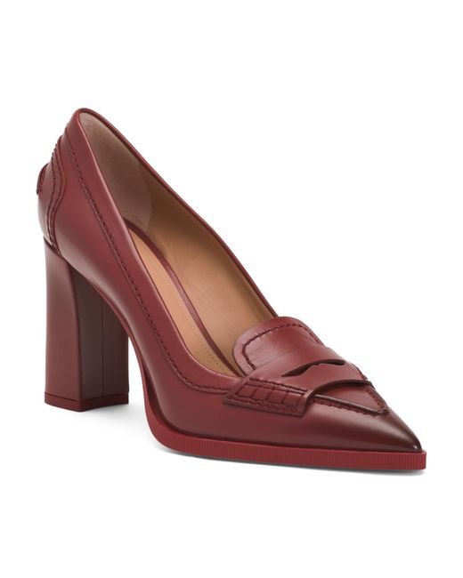 Tj Maxx Red Leather Block Heel Pumps For