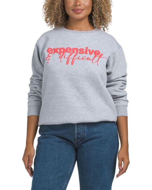 Tj Maxx Gray Expensive And Difficult Crew Neck Sweatshirt For Cotton/Polyester