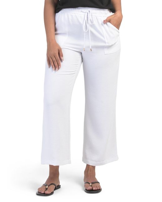 Tj Maxx White Tie Front Ankle Pants With Pork Chop Pockets For Polyester