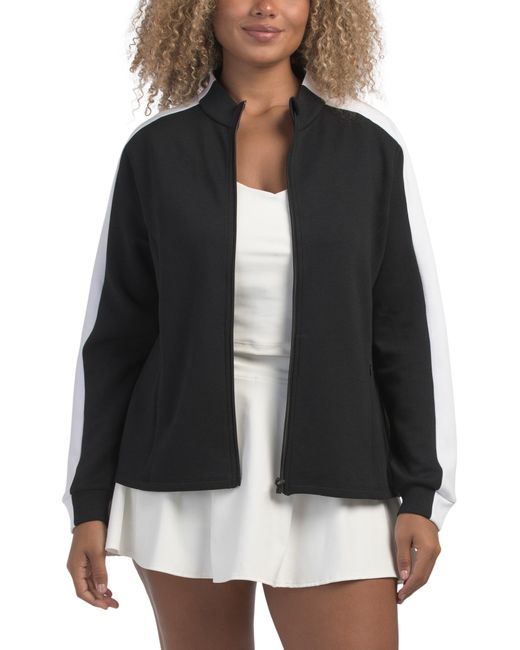 Tj Maxx Black Contrast Color Zippered Jacket For Polyester/Viscose