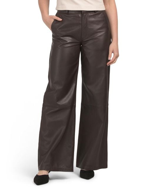 Tj Maxx Gray Leather Wide Leg Pants For