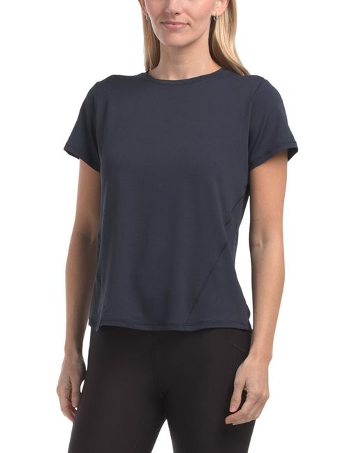 Tj Maxx Blue Jacquard Mesh T-Shirt With Side Seams For Spandex/Polyester