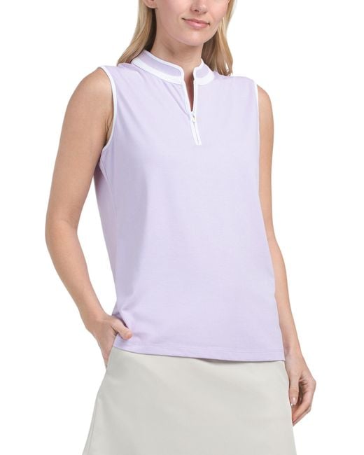 Tj Maxx Purple Mock Neck Sleeveless Top For Nylon/Spandex/Cotton