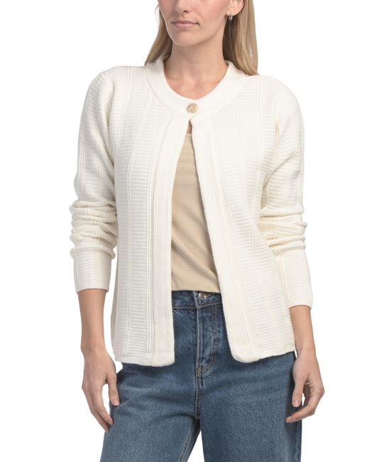 Tj Maxx Natural 1 Button Cardigan, Nylon/Polyester/Rayon