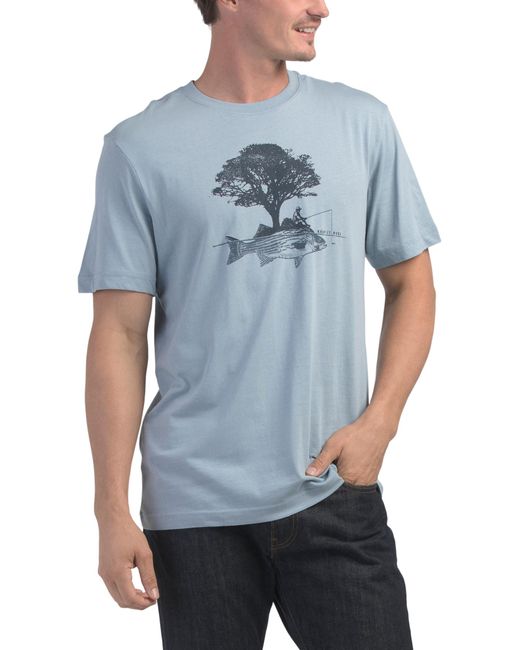 Tj Maxx Blue Tree Fish Fisherman Short Sleeve T-Shirt For Cotton for men
