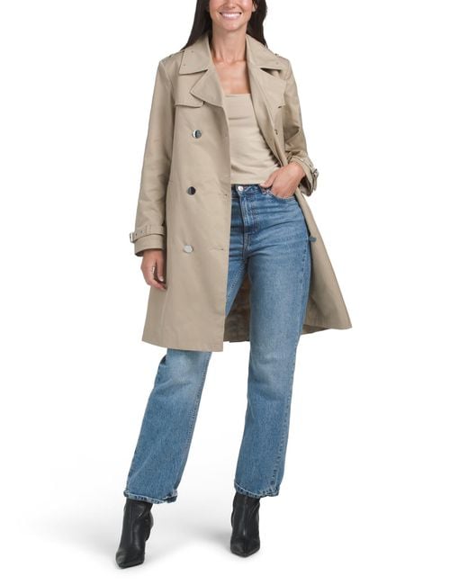Tj Maxx Blue Trench Coat With Studs, Cotton/Polyester